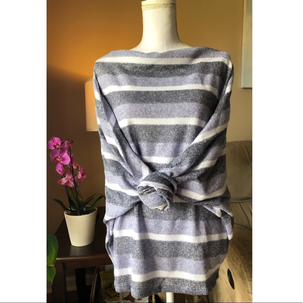 Brushed Boat Neck Dolman Sleeve Blue Stripe Top! - Picture 12 of 16
